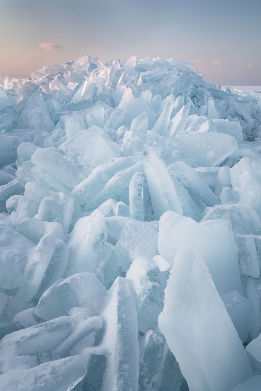 stacked ice on Lake Baikal, Russia